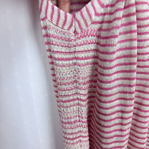 Nic + Zoe Sweater Tank Size XS Mariposa Linen Blend Cream Pink Stripes Coastal - Picture 4 of 9